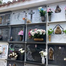 Wie fast überall im Süden gibt es nur Plastikblumen auf den Friedhöfen.