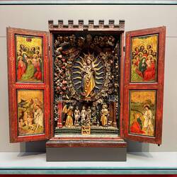 -Anonymous devotional case inspired by Beguines, symbolizing virginity, mysticism. 16th century