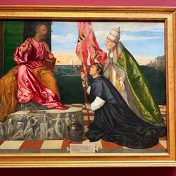 Pope Alexander VI Presenting Jacopo Pesaro to Saint Peter. Titian. 15th century