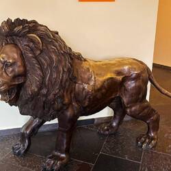 Ein prächtiger Kumpf-Löwe im Verbindungsgang zum Reiters Family Hotel