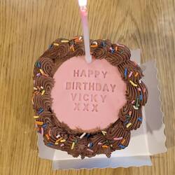 Will managed to keep the cake intact while cycling along the towpath!