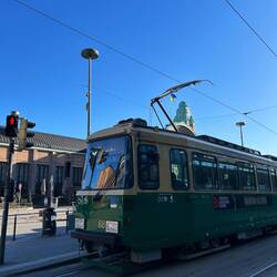 Outside the train station of Helsinki