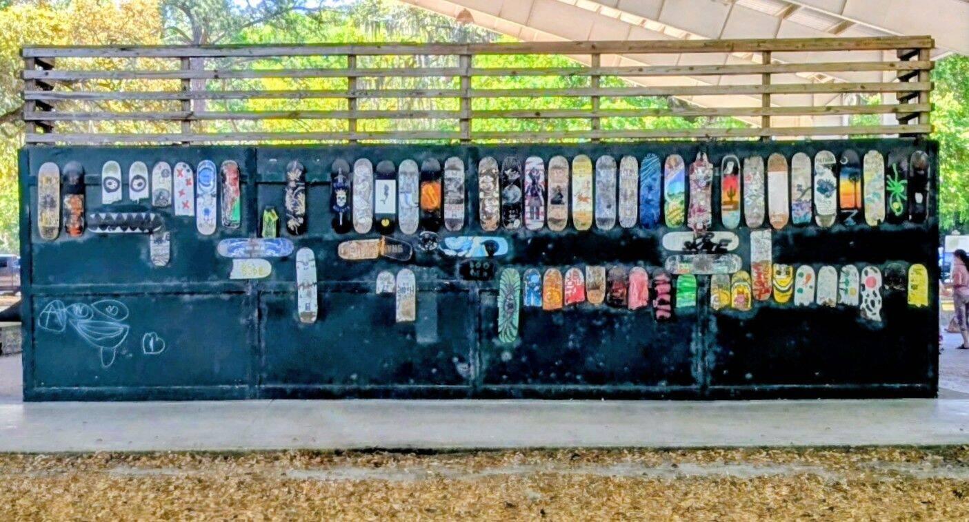 Broken skateboard art