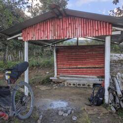 The camping shed, noone around. Didn't work against the strong wind overnight though.