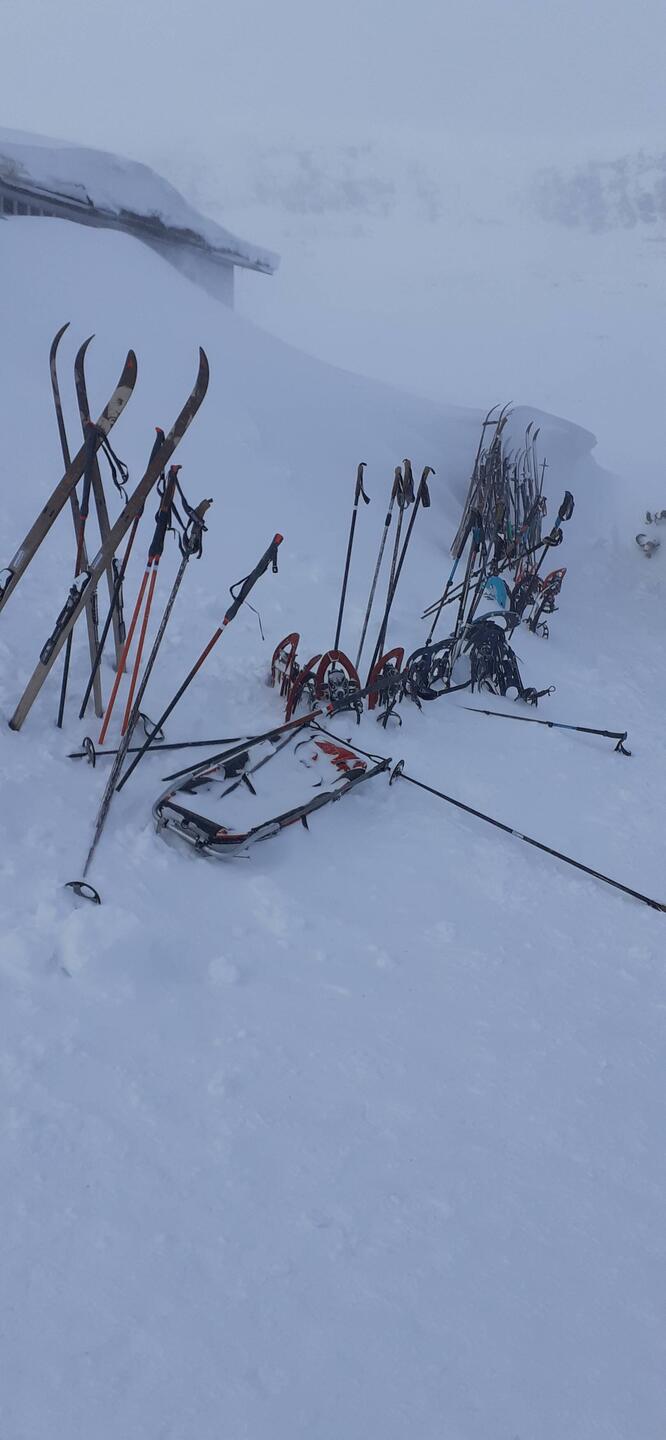Der Schnee lässt über Nacht unsere Ski verschwinden...
