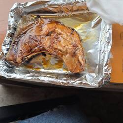Lunch plate 2, BBQ'd marinated tuna collar. So tasty. Wish I could have 1 more.