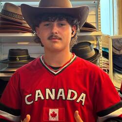 He already had the shirt, the hat was a good accent. Didn't get it though