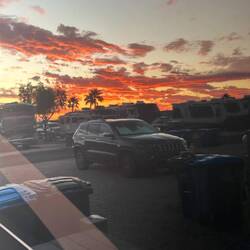 Sunset reflection in the RV
