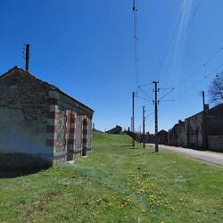 Looking down the main street from the tram stop of the martyred village of Oradour-sur-Glane