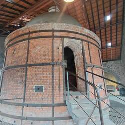 The large round kiln is actually two storeys high