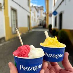 Mango, raspberry/lemon gelato