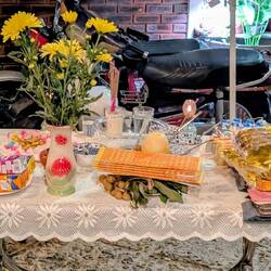 Opfergaben vor dem Homestay