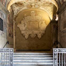 Leading to the entrance to the Artists' grand staircase — Palazzo dell'Archiginnasio.