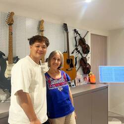 In John's music studio