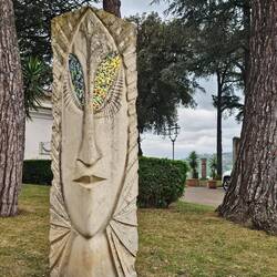 Sculptures in the garden behind a museum