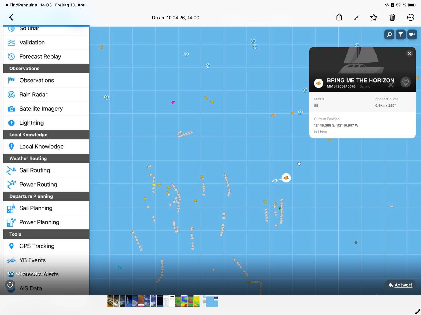 so sahen die chinesischen Gebilde in der App. Predict Wind aus