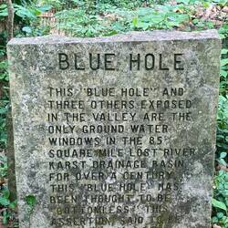 Der Fluss verschwindet oberhalb und das Wasser kommt in diesem Blautopf an die Oberfläche.