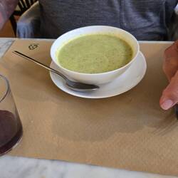 Phil had zucchini soup.