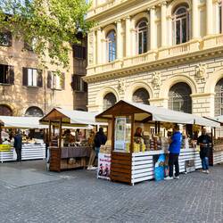 Stalls selling food ... from pickled herring, to cheese, to truffle, & more ... Bologna in Fiore.