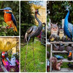 Birds of a feather ... novelty garden items ... Bologna in Fiore @ Piazza Minghetti.