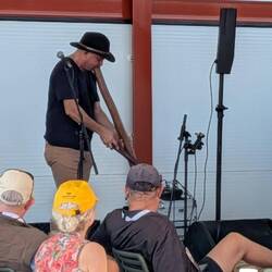 Playing the didgeridoo as part of the farewells