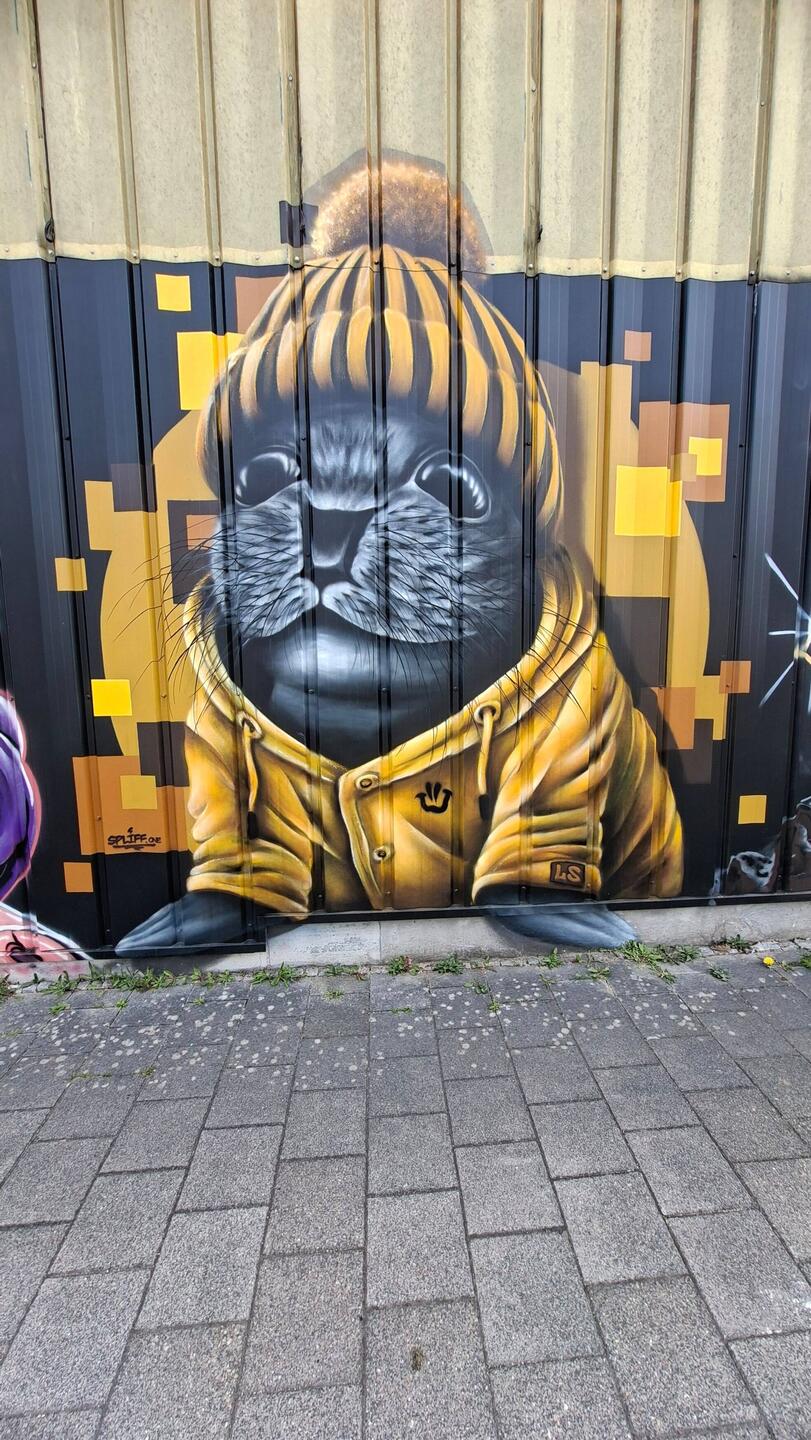 Eine lange Wand mit Graffiti-mein Favorit