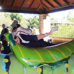 Our Group Leader, Lyndall, having fun aboard the caterpillar