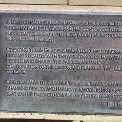 Some history of the gardens and Bill Roche's generous contribution