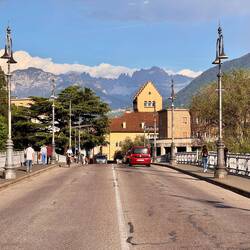 im Hintergrund der Rosengarten