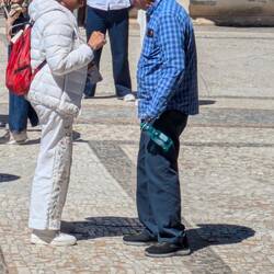 Dad making friends, even with the language barrier