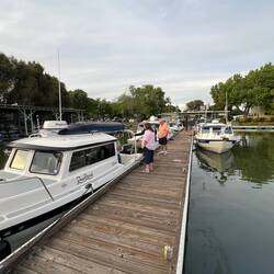 A couple of folks from another boat stopped to visit and check out our C-Dorys.