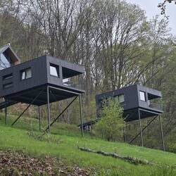 Pods in construction by the Spa Hotel