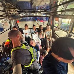Back at the border. We managed to squeeze onto the bridge bus