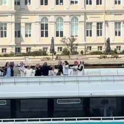 This boat passed us. They were having a great time