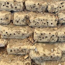 Bienennester in Lehmziegelsteinen