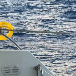Unser Angelsetup: Spule mit Schnur, Gummi, Glöckchen