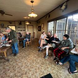 Socializing before supper.