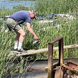 Jim catching a Striper