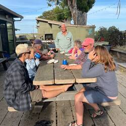 Socializing before supper.