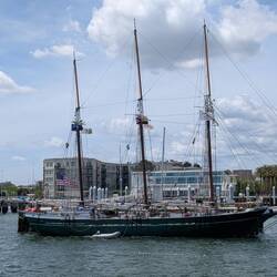 Schooner Denis Sullivan, returned to Charleston after 12 day trip from St. with high school students