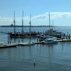 View of the Maritime Center Marina from theInternational African American Museum