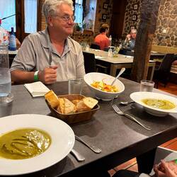 Zucchini soup and a pasta salad for Rich