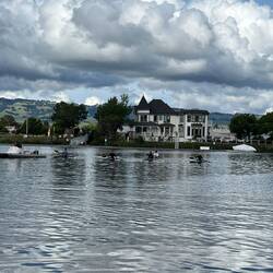 Some rowers working out in the basin.