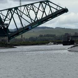 Railroad bridge closing. C-Traveler in the background.