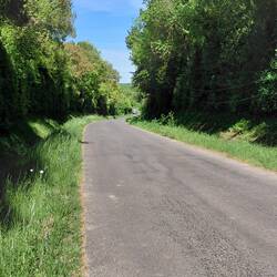 Looking towards the bottom of the hill. Zoom in and you will see a car!