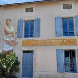 The specialty duck and fois gras shop in Tusson - traditional windows and shutters for the region