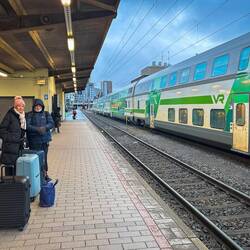 Catching the train to Rovaniemi.