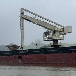 Barge unloading just outside Petaluma.