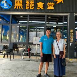 Outside the restaurant with the chef--so young!