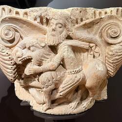 Knight slaying lion, 11th century